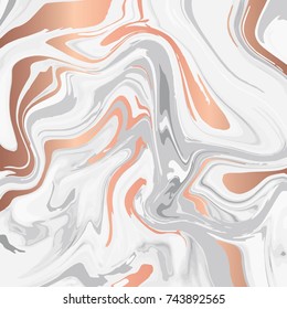 Liquid marble texture design, colorful marbling surface, copper shiny lines, vibrant abstract paint design, vector illustration