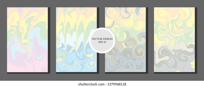 Liquid Marble Texture Design. Light Color. Colorful Abstract Composition. Mixture of acrylic paints. Fluid art. Modern Artwork - Vector
