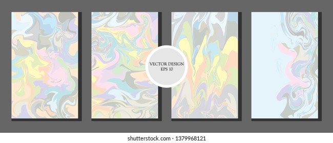 Liquid Marble Texture Design. Light Color. Colorful Abstract Composition. Mixture of acrylic paints. Fluid art. Modern Artwork - Vector