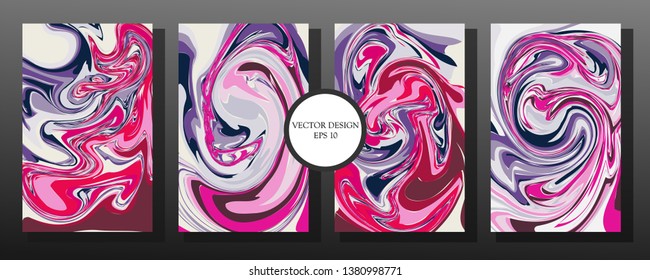 Liquid Marble Texture Design. Light Color. Colorful Abstract Composition. Mixture of acrylic paints. Fluid art. Modern Artwork - Vector