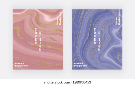 Liquid marble texture. Pink and purple with golden glitter ink painting abstract pattern. Trendy background for wallpaper, banner, flyer, poster, card, invitations. Modern art.
