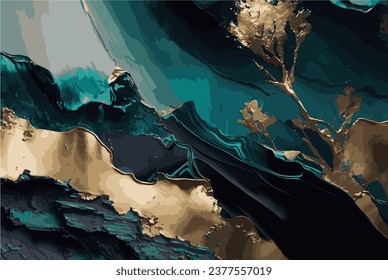 Liquid marble texture. White marble with gold and teal hints. Luxury background. Fashion backdrop. 