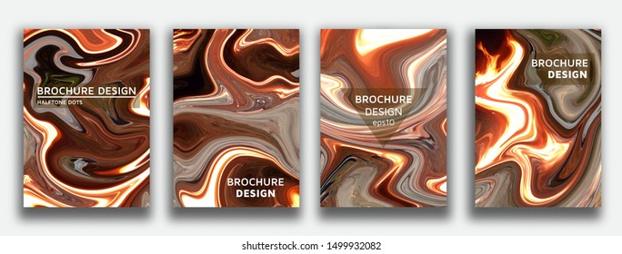 Liquid marble textured backgrounds. Abstract painting for wed design or print. Good for cards, covers and business presentations. Vector illustration.