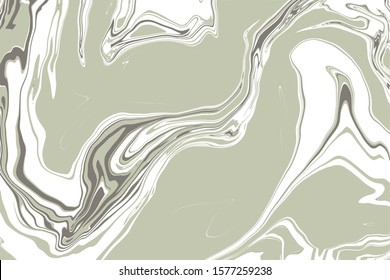Liquid marbles or swirl marbles in green tone colors on white backgrounds
