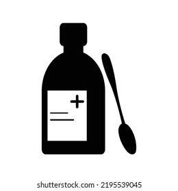 Liquid Medicine Spoon Syrup Icon | Black Vector Illustration |