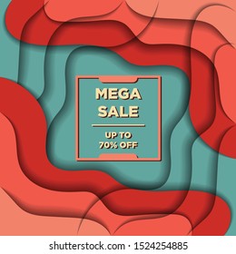 Liquid Melt Paper Cut Out Background Mega Sale Special Offer Design Concept For Business. Discount Banner Promotion Template Vector illustration