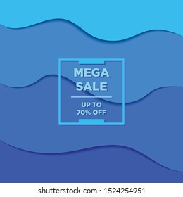 Liquid Melt Paper Cut Out Background Mega Sale Special Offer Design Concept For Business. Discount Banner Promotion Template Vector illustration