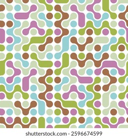 Liquid metaball seamless pattern with geometric blobs. Trendy dynamic circles background. Ideal for branding, web, cover, banner, poster, packaging, textile print, creative design