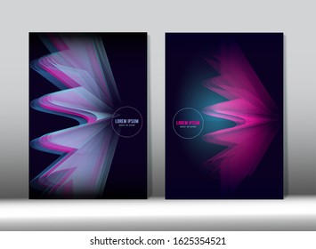 Liquid Minimal Cover Vector Set. Purple Flyer Paper Design. Funky Magazine Page. Cool Technology Wallpaper. Fluorescent Gradient Overlay Business Folder. Minimal Covers Set. 80s Neon Music Poster.
