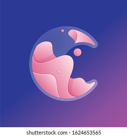 liquid moon vector logo, this logo looks real, beautiful and beautiful. This logo can also be used for print and digital media needs