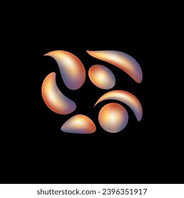Madre líquida de forma 3D perla. Piedra de cristal de color. Cristal de forma abstracta, fluido. El reflejo resplandece con reflexión y resplandor. Partícula iridiscente, textura líquida. Ilustración vectorial.