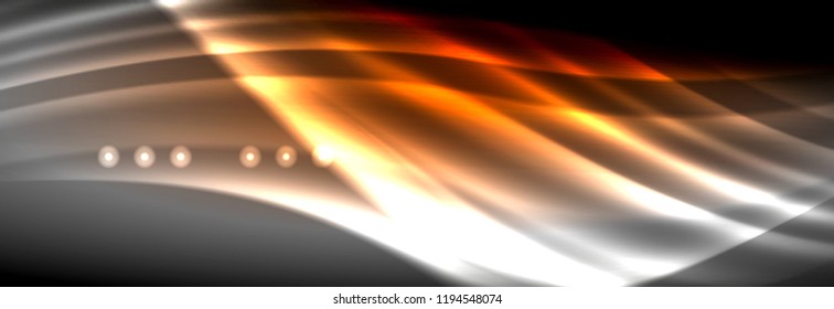 Liquid neon flowing waves, glowing light lines background. Trendy abstract layout template for business or technology presentation, internet poster or web brochure cover, wallpaper. Vector