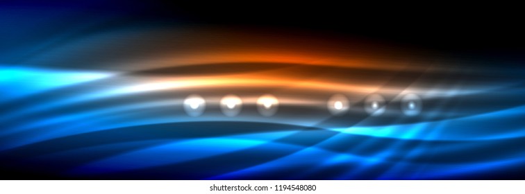 Olas de neón líquido que fluyen, líneas luminosas brillantes de fondo. Plantilla de diseño abstracto a la moda para presentación de negocios o tecnología, portada de póster de internet o de folletos web, fondo de pantalla. Vector