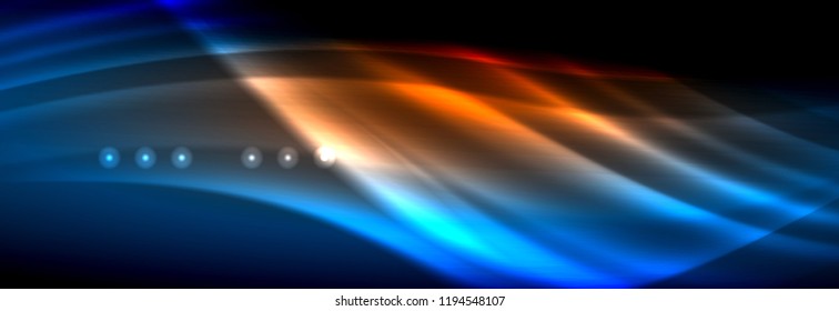 Liquid neon flowing waves, glowing light lines background. Trendy abstract layout template for business or technology presentation, internet poster or web brochure cover, wallpaper. Vector
