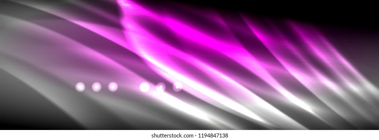 Olas de neón líquido que fluyen, líneas luminosas brillantes de fondo. Plantilla de diseño abstracto a la moda para presentación de negocios o tecnología, portada de póster de internet o de folletos web, fondo de pantalla. Vector