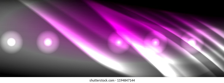Liquid neon flowing waves, glowing light lines background. Trendy abstract layout template for business or technology presentation, internet poster or web brochure cover, wallpaper. Vector