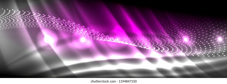 Liquid neon flowing waves, glowing light lines background. Trendy abstract layout template for business or technology presentation, internet poster or web brochure cover, wallpaper. Vector