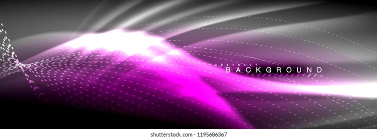 Liquid neon flowing waves, glowing light lines background. Trendy abstract layout template for business or technology presentation, internet poster or web brochure cover, wallpaper. Vector