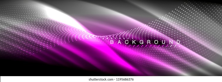 Liquid neon flowing waves, glowing light lines background. Trendy abstract layout template for business or technology presentation, internet poster or web brochure cover, wallpaper. Vector