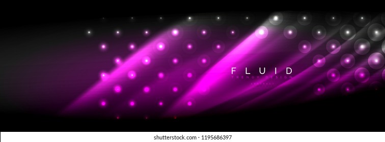 Flüssige neonfließende Wellen, leuchtende helle Linien Hintergrund. Trendy abstrakte Layout-Vorlage für Geschäfts- oder Technologiepräsentationen, Internet-Poster oder Web-Broschüren-Cover, Bildschirmhintergrund. Vektorgrafik