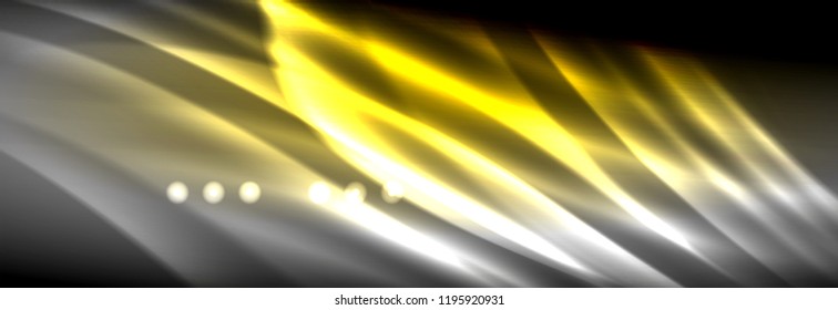 Liquid neon flowing waves, glowing light lines background. Trendy abstract layout template for business or technology presentation, internet poster or web brochure cover, wallpaper. Vector