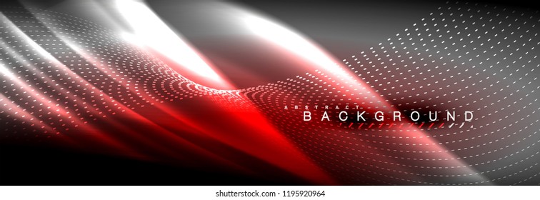 Liquid neon flowing waves, glowing light lines background. Trendy abstract layout template for business or technology presentation, internet poster or web brochure cover, wallpaper. Vector