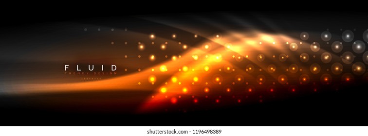Liquid neon flowing waves, glowing light lines background. Trendy abstract layout template for business or technology presentation, internet poster or web brochure cover, wallpaper. Vector