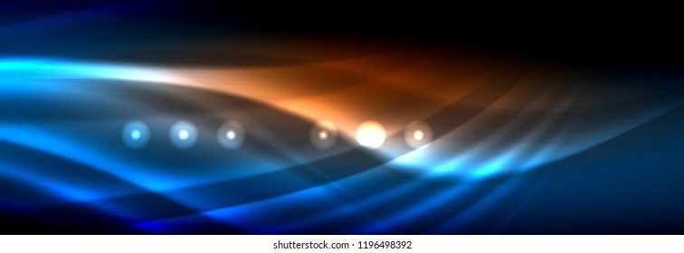 Liquid neon flowing waves, glowing light lines background. Trendy abstract layout template for business or technology presentation, internet poster or web brochure cover, wallpaper. Vector
