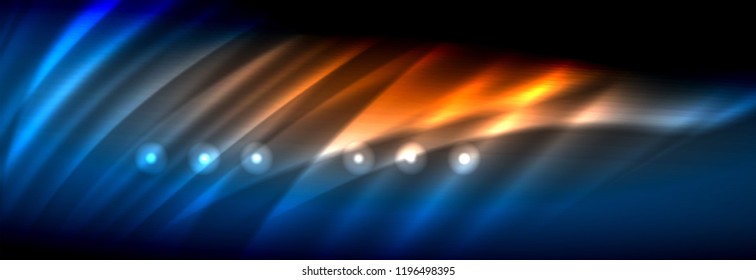 Liquid neon flowing waves, glowing light lines background. Trendy abstract layout template for business or technology presentation, internet poster or web brochure cover, wallpaper. Vector