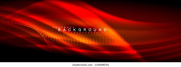 Liquid neon flowing waves, glowing light lines background. Trendy abstract layout template for business or technology presentation, internet poster or web brochure cover, wallpaper. Vector