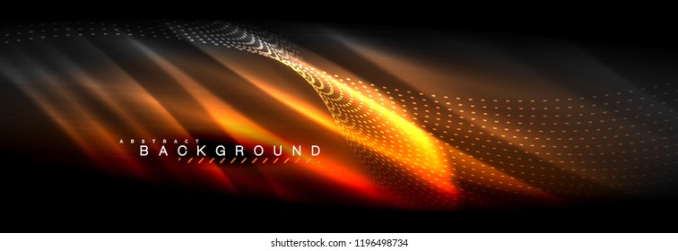 Liquid neon flowing waves, glowing light lines background. Trendy abstract layout template for business or technology presentation, internet poster or web brochure cover, wallpaper. Vector