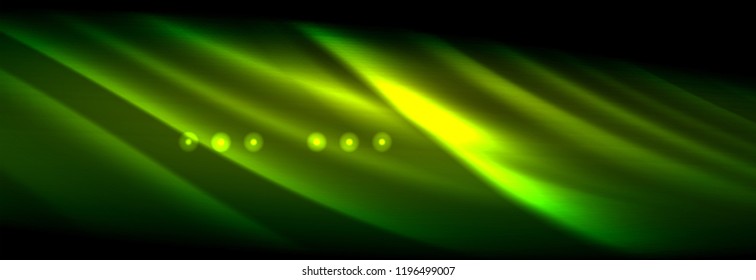 Olas de neón líquido que fluyen, líneas luminosas brillantes de fondo. Plantilla de diseño abstracto a la moda para presentación de negocios o tecnología, portada de póster de internet o de folletos web, fondo de pantalla. Vector