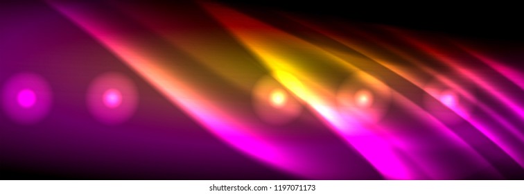 Liquid neon flowing waves, glowing light lines background. Trendy abstract layout template for business or technology presentation, internet poster or web brochure cover, wallpaper. Vector