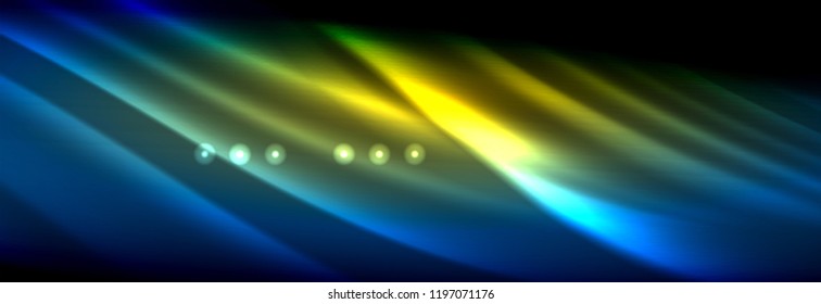 Flüssige neonfließende Wellen, leuchtende helle Linien Hintergrund. Trendy abstrakte Layout-Vorlage für Geschäfts- oder Technologiepräsentationen, Internet-Poster oder Web-Broschüren-Cover, Bildschirmhintergrund. Vektorgrafik