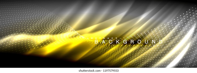 Liquid neon flowing waves, glowing light lines background. Trendy abstract layout template for business or technology presentation, internet poster or web brochure cover, wallpaper. Vector