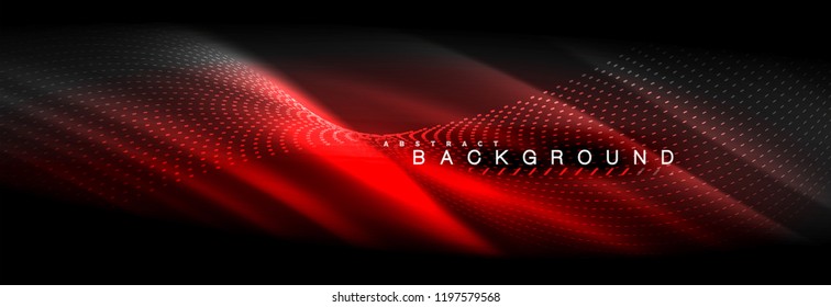 Liquid neon flowing waves, glowing light lines background. Trendy abstract layout template for business or technology presentation, internet poster or web brochure cover, wallpaper. Vector