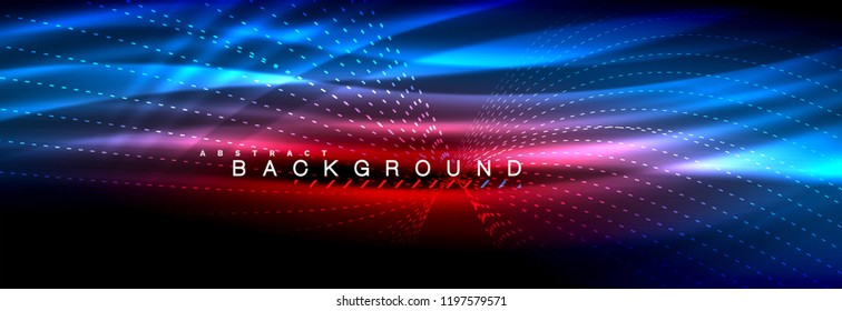 Liquid neon flowing waves, glowing light lines background. Trendy abstract layout template for business or technology presentation, internet poster or web brochure cover, wallpaper. Vector