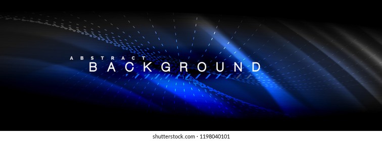 Flüssige neonfließende Wellen, leuchtende helle Linien Hintergrund. Trendy abstrakte Layout-Vorlage für Geschäfts- oder Technologiepräsentationen, Internet-Poster oder Web-Broschüren-Cover, Bildschirmhintergrund. Vektorgrafik