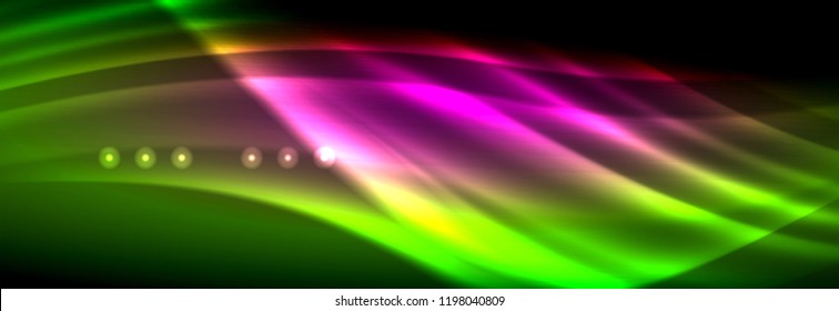 Liquid neon flowing waves, glowing light lines background. Trendy abstract layout template for business or technology presentation, internet poster or web brochure cover, wallpaper. Vector
