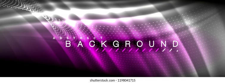 Liquid neon flowing waves, glowing light lines background. Trendy abstract layout template for business or technology presentation, internet poster or web brochure cover, wallpaper. Vector