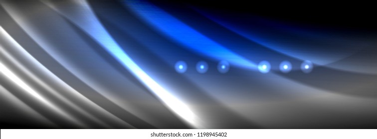 Olas de neón líquido que fluyen, líneas luminosas brillantes de fondo. Plantilla de diseño abstracto a la moda para presentación de negocios o tecnología, portada de póster de internet o de folletos web, fondo de pantalla. Vector