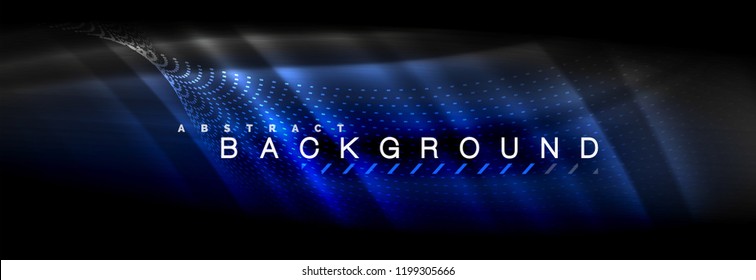 Olas de neón líquido que fluyen, líneas luminosas brillantes de fondo. Plantilla de diseño abstracto a la moda para presentación de negocios o tecnología, portada de póster de internet o de folletos web, fondo de pantalla. Vector