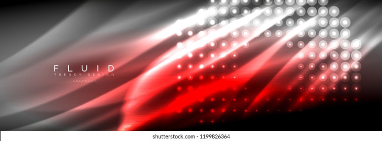 Liquid neon flowing waves, glowing light lines background. Trendy abstract layout template for business or technology presentation, internet poster or web brochure cover, wallpaper. Vector