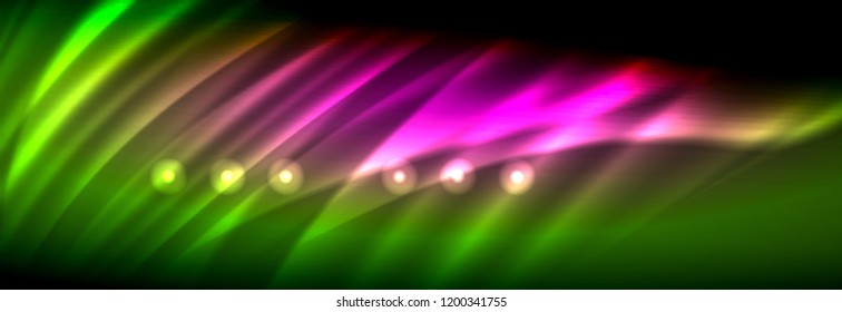 Liquid neon flowing waves, glowing light lines background. Trendy abstract layout template for business or technology presentation, internet poster or web brochure cover, wallpaper. Vector