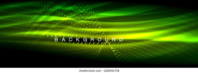 Liquid neon flowing waves, glowing light lines background. Trendy abstract layout template for business or technology presentation, internet poster or web brochure cover, wallpaper. Vector