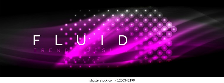 Liquid neon flowing waves, glowing light lines background. Trendy abstract layout template for business or technology presentation, internet poster or web brochure cover, wallpaper. Vector