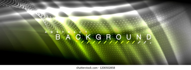 Liquid neon flowing waves, glowing light lines background. Trendy abstract layout template for business or technology presentation, internet poster or web brochure cover, wallpaper. Vector
