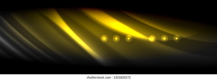Liquid neon flowing waves, glowing light lines background. Trendy abstract layout template for business or technology presentation, internet poster or web brochure cover, wallpaper. Vector