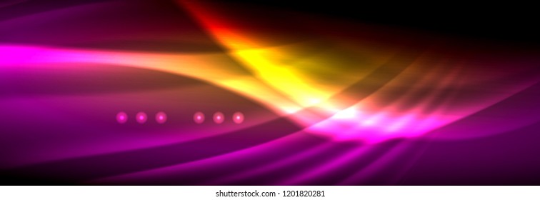 Liquid neon flowing waves, glowing light lines background. Trendy abstract layout template for business or technology presentation, internet poster or web brochure cover, wallpaper. Vector