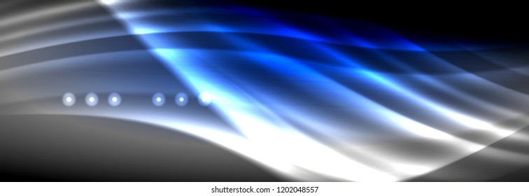 Flüssige neonfließende Wellen, leuchtende helle Linien Hintergrund. Trendy abstrakte Layout-Vorlage für Geschäfts- oder Technologiepräsentationen, Internet-Poster oder Web-Broschüren-Cover, Bildschirmhintergrund. Vektorgrafik